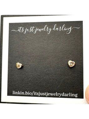 Earrings 10K Yellow Gold Heart Cubic Zirconia Estate